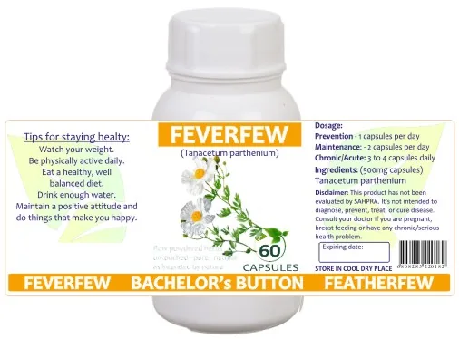Feverfew 60 capsules or 50ml tincture