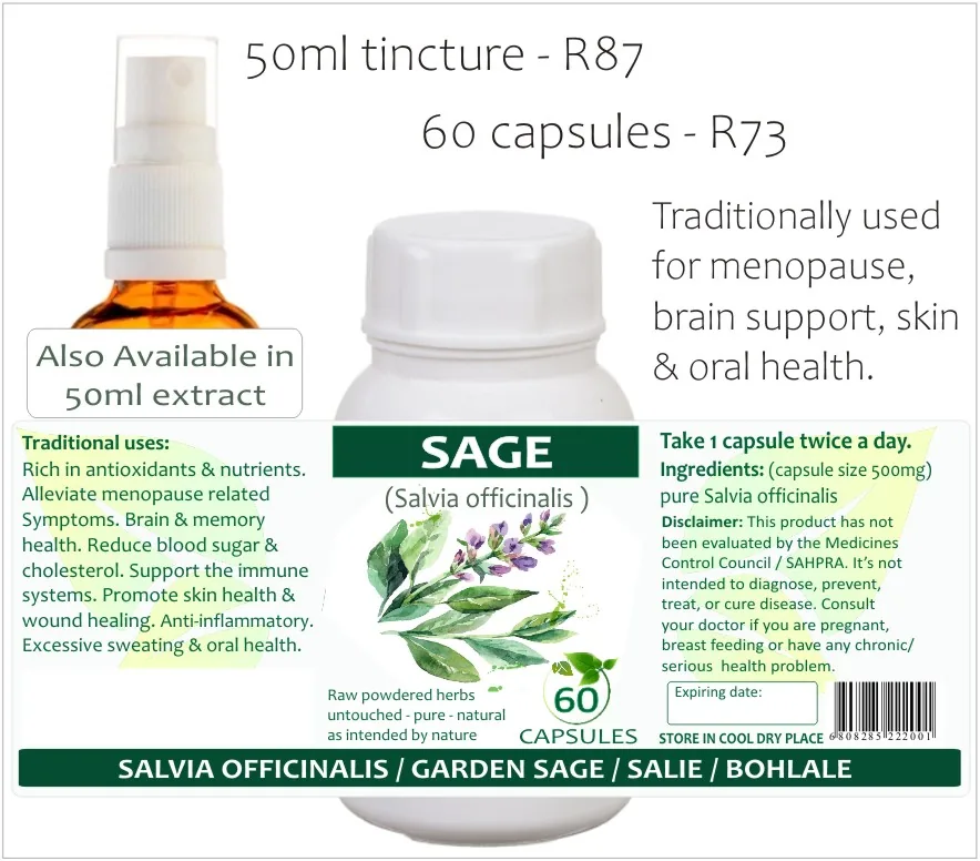 Sage 60 capsules or 50ml tincture image 2