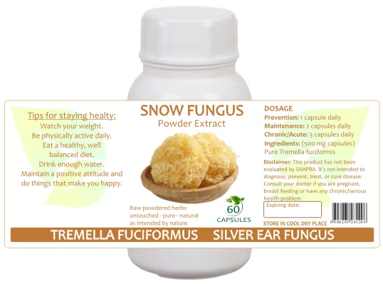 Snow Fungus Mushroom 60 capsules — info graphic 1