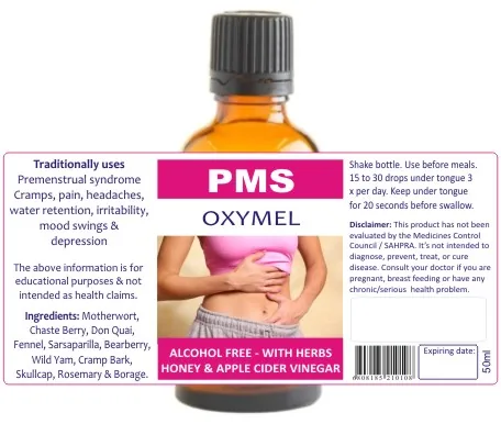 PMS 50ml tincture or oxymel — info graphic 2