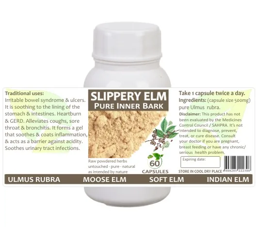 Slippery Elm Inner Bark 60 capsules — info graphic 1