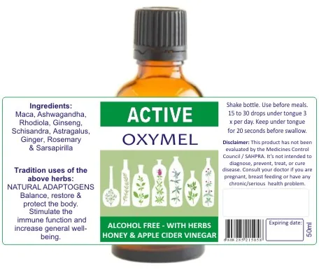 Active 50ml tincture or oxymel — info graphic 2