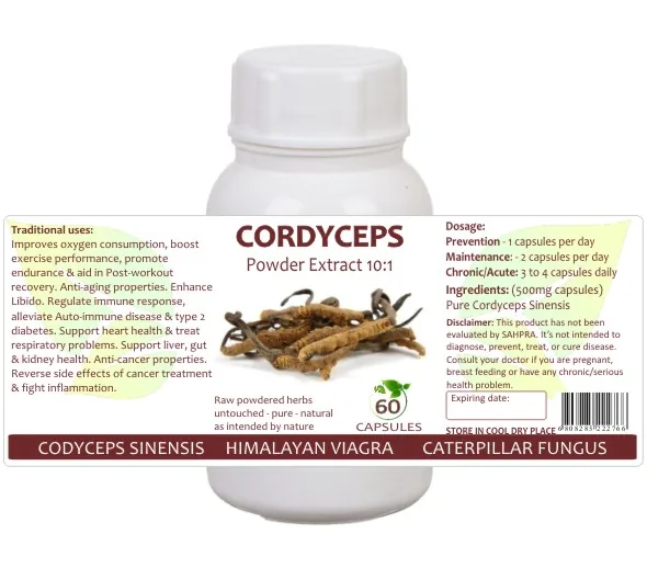 Cordyceps Mushroom (10:1 Extract) 60 capsules image 2