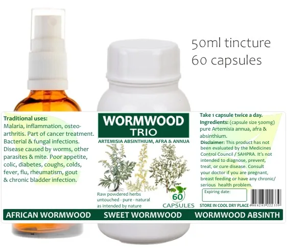 Wormwood Trio (afra, Annua, Absinthium) 60 capsules or 50ml tincture image 2