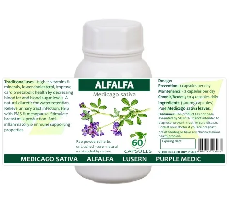 Alfalfa 60 capsules or 50ml tincture — info graphic 1