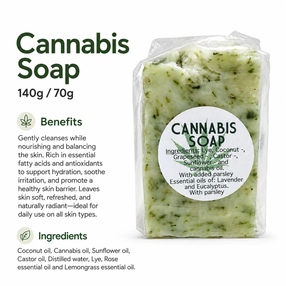 Cannabis Soap Rustic Herbal Soap 140g image 3