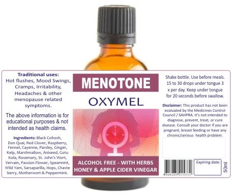 Menotone 50ml tincture or oxymel — info graphic 2