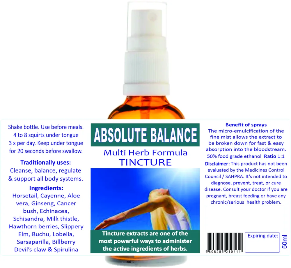 Absolute Balance 50ml tincture or oxymel — info graphic 1