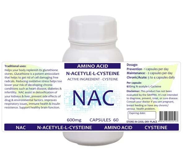 Nac N Acetyle L Cysteine 60 capsules