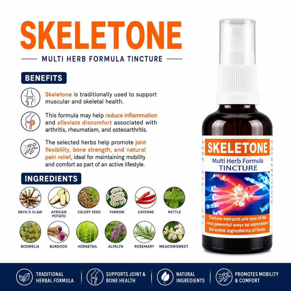 Skeletone 50ml tincture or oxymel — info graphic 3
