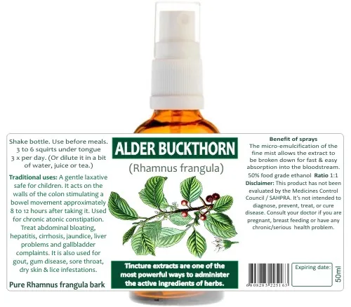 Alder Buckthorn (frangula Bark) 60 capsules or 50ml tincture image 4