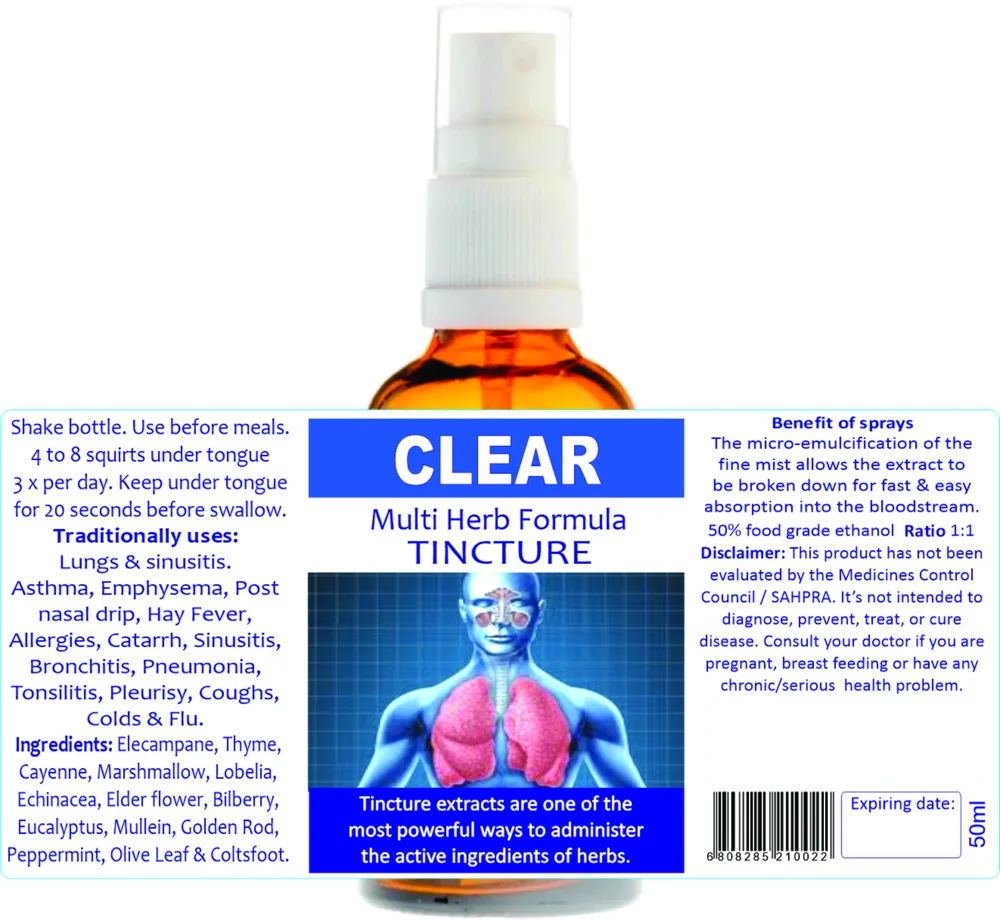 Clear 50ml tincture or oxymel — info graphic 2