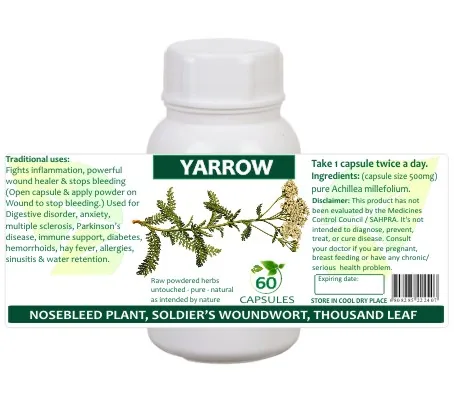 Yarrow 60 capsules or 50ml tincture image 2