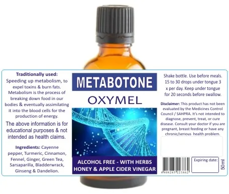 Metabotone 50ml tincture or oxymel — info graphic 2