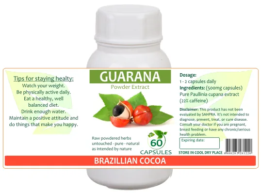 Guarana 60 capsules or 50ml tincture — info graphic 1