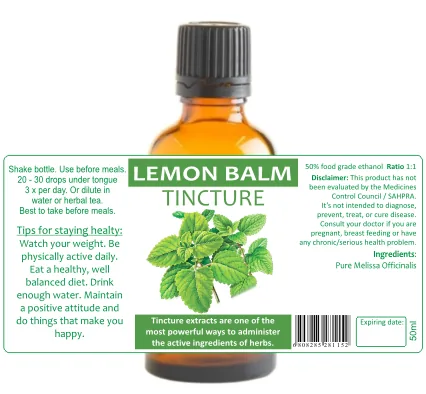 Lemon Balm 60 capsules or 50ml tincture — info graphic 2