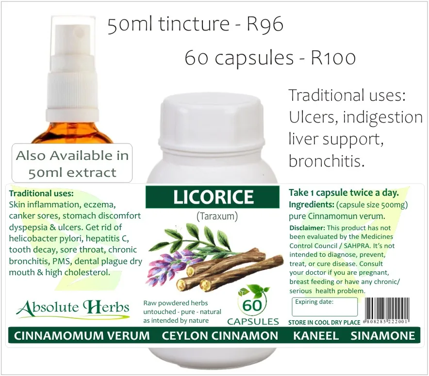 Licorice Root 60 capsules or 50ml tincture — info graphic 2