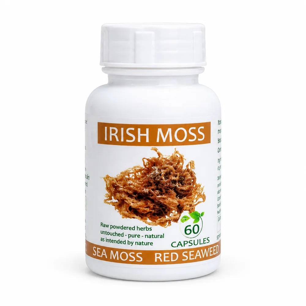 Irish Moss Sea Moss 60 capsules or 50ml tincture — info graphic 1