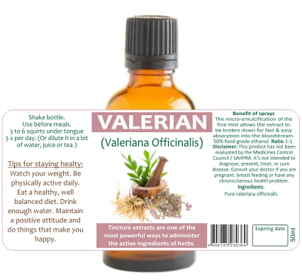 Valerian 60 capsules or 50ml tincture — info graphic 2