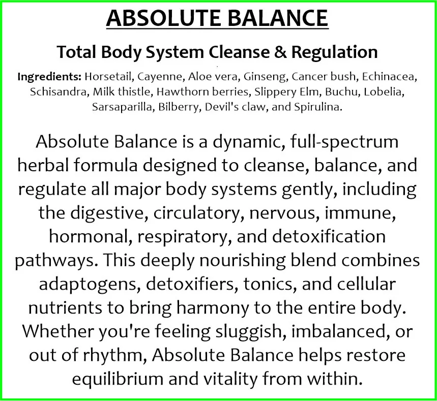 Absolute Balance 50ml tincture or oxymel — info graphic 2