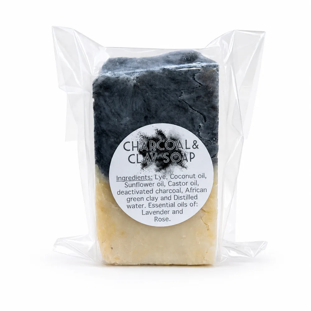 Rustic Soap Charcoal & Clay 140g — info graphic 1