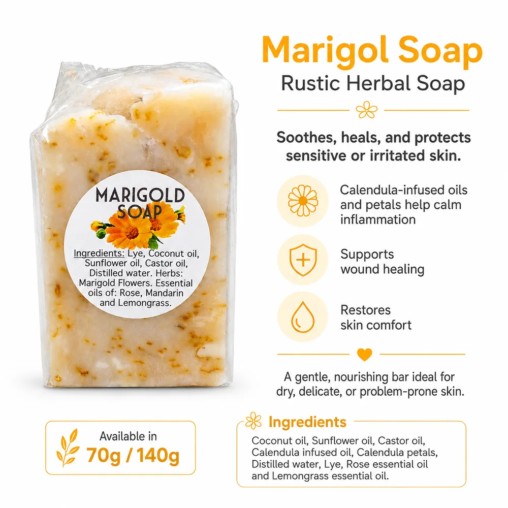 Marigold Rustic Herbal Soap 140g image 3