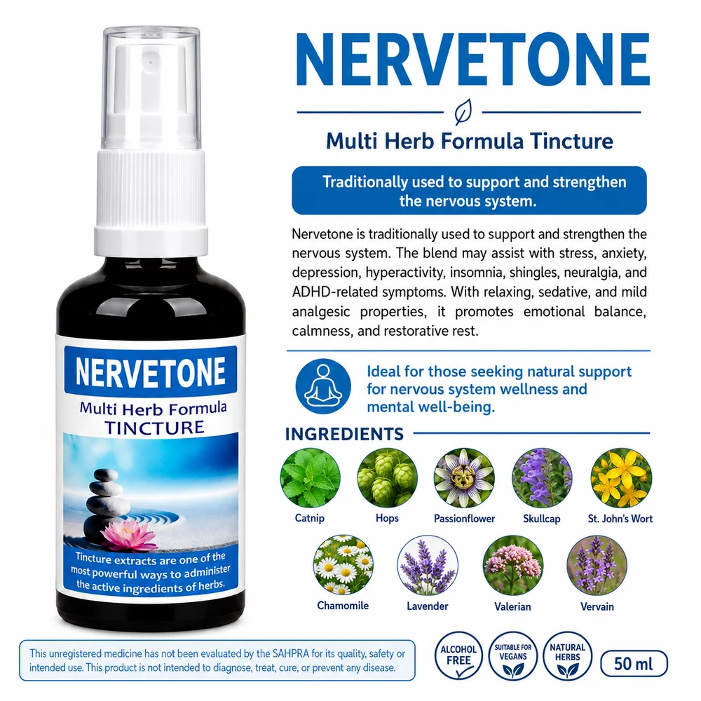 Nervetone 50ml tincture or oxymel — info graphic 3