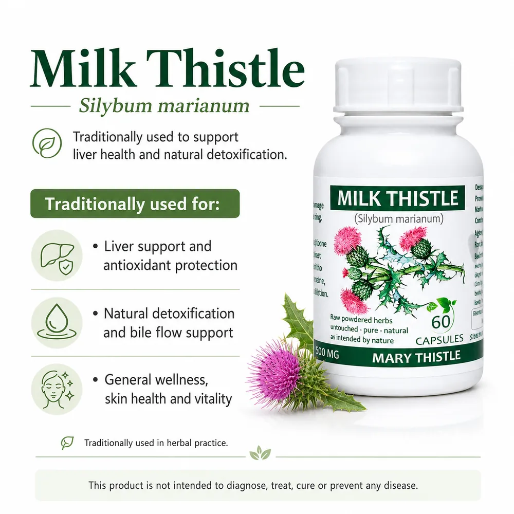 Milk Thistle 60 capsules or 50ml tincture — info graphic 2