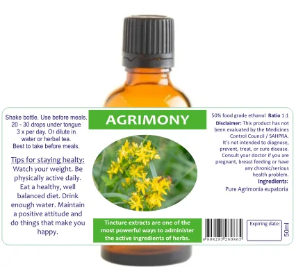 Agrimony 60 capsules or 50ml tincture — info graphic 2