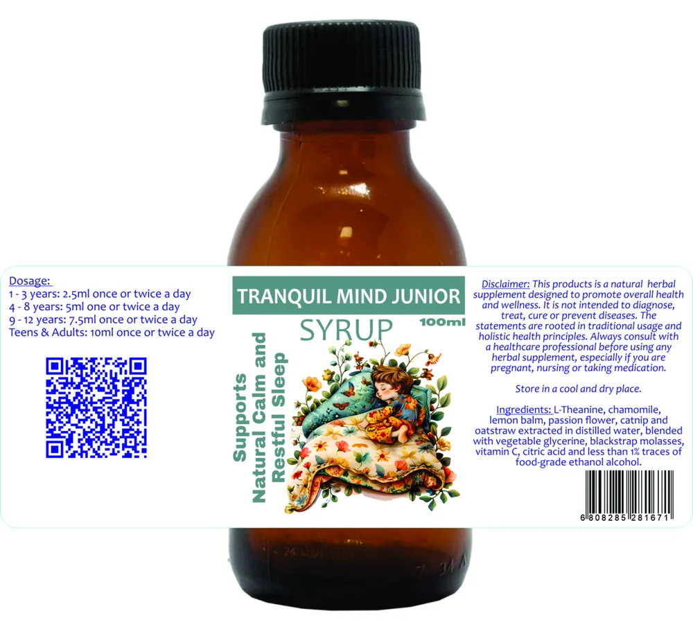 Tranquil Mind Junior Syrup 100ml — info graphic 1