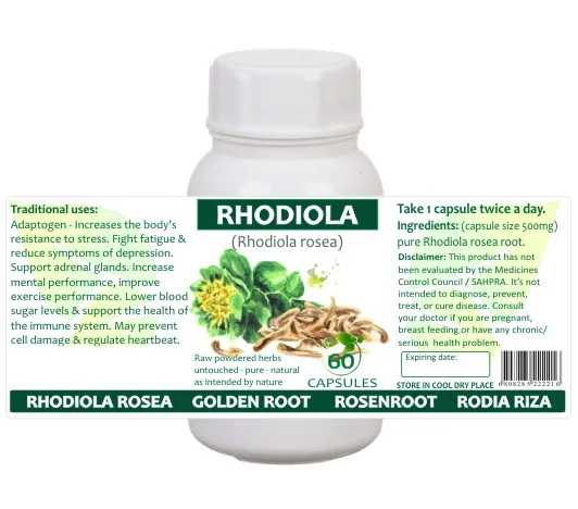 Rhodiola 60 capsules or 50ml tincture — info graphic 1