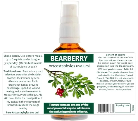 Bearberry 60 capsules or 50ml tincture — info graphic 2