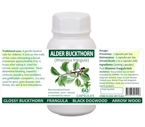 Alder Buckthorn (frangula Bark) 60 capsules or 50ml tincture image 2