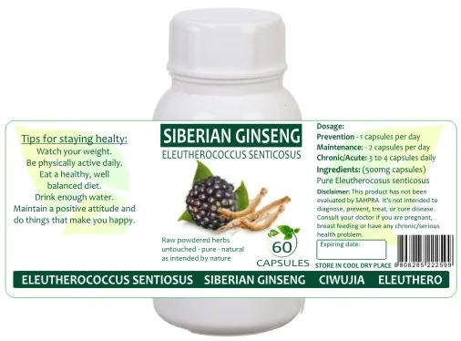Ginseng Siberian (capsules or Tincture)