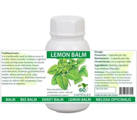 Lemon Balm 60 capsules or 50ml tincture