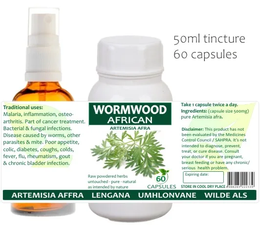 Wormwood African 60 capsules or 50ml tincture