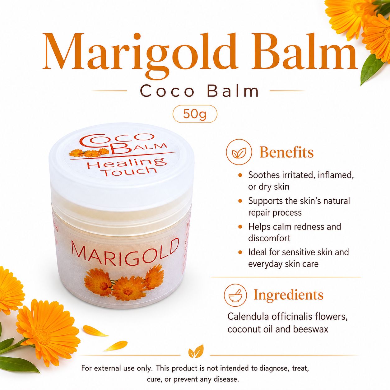 Marigold Balm 50g — info graphic 2