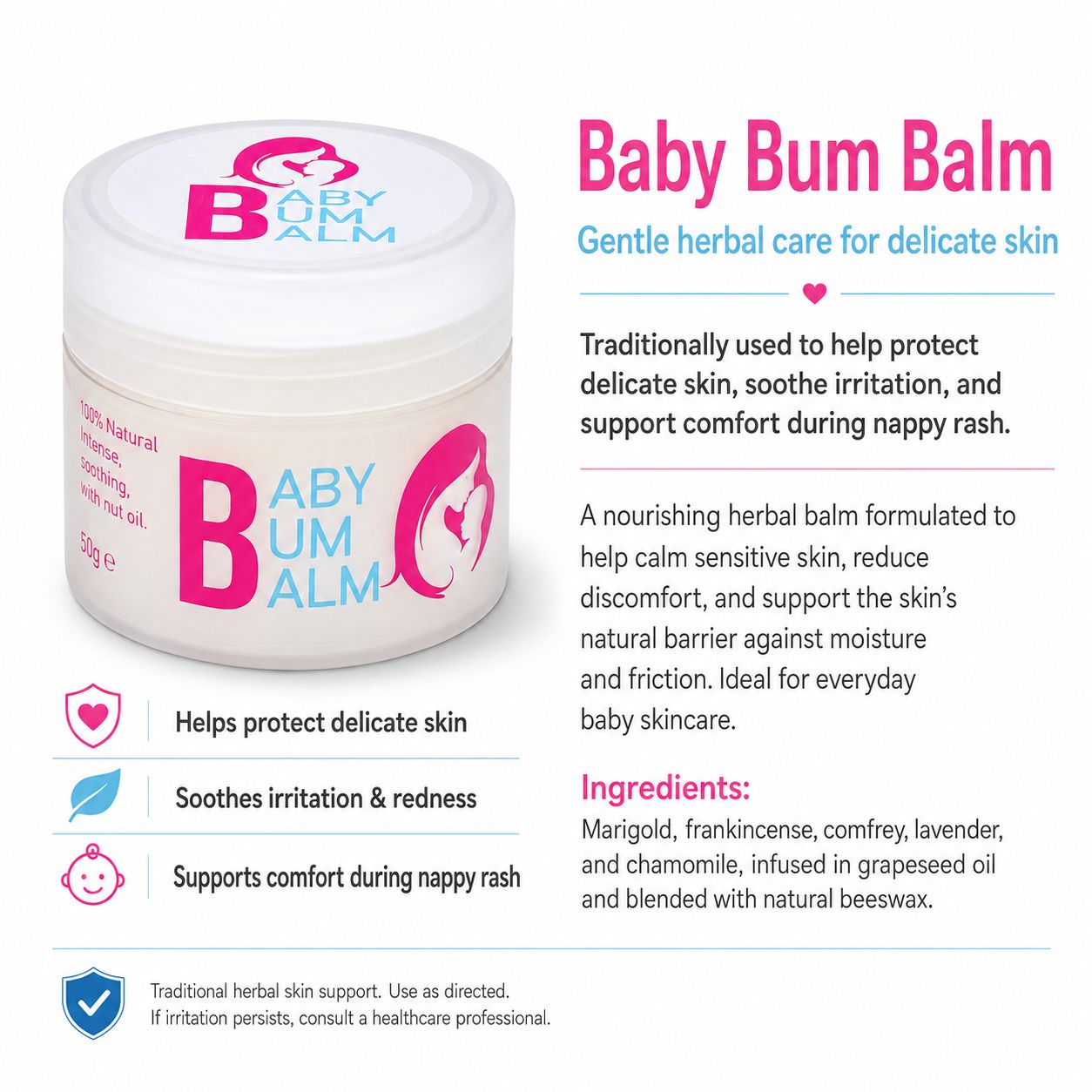 Baby Bum Natural Balm 100g — info graphic 2