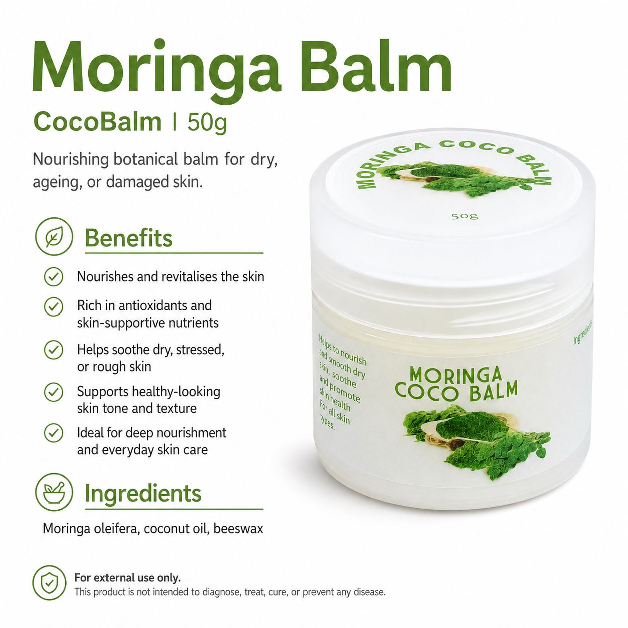Moringa Balm 50g — info graphic 2