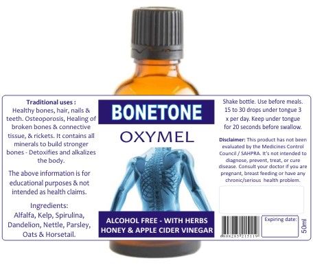 Bonetone 50ml tincture or oxymel — info graphic 2