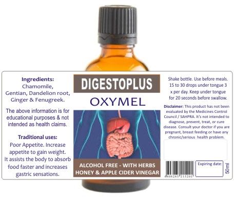 Digestoplus 50 ml tincture or oxymel — info graphic 2