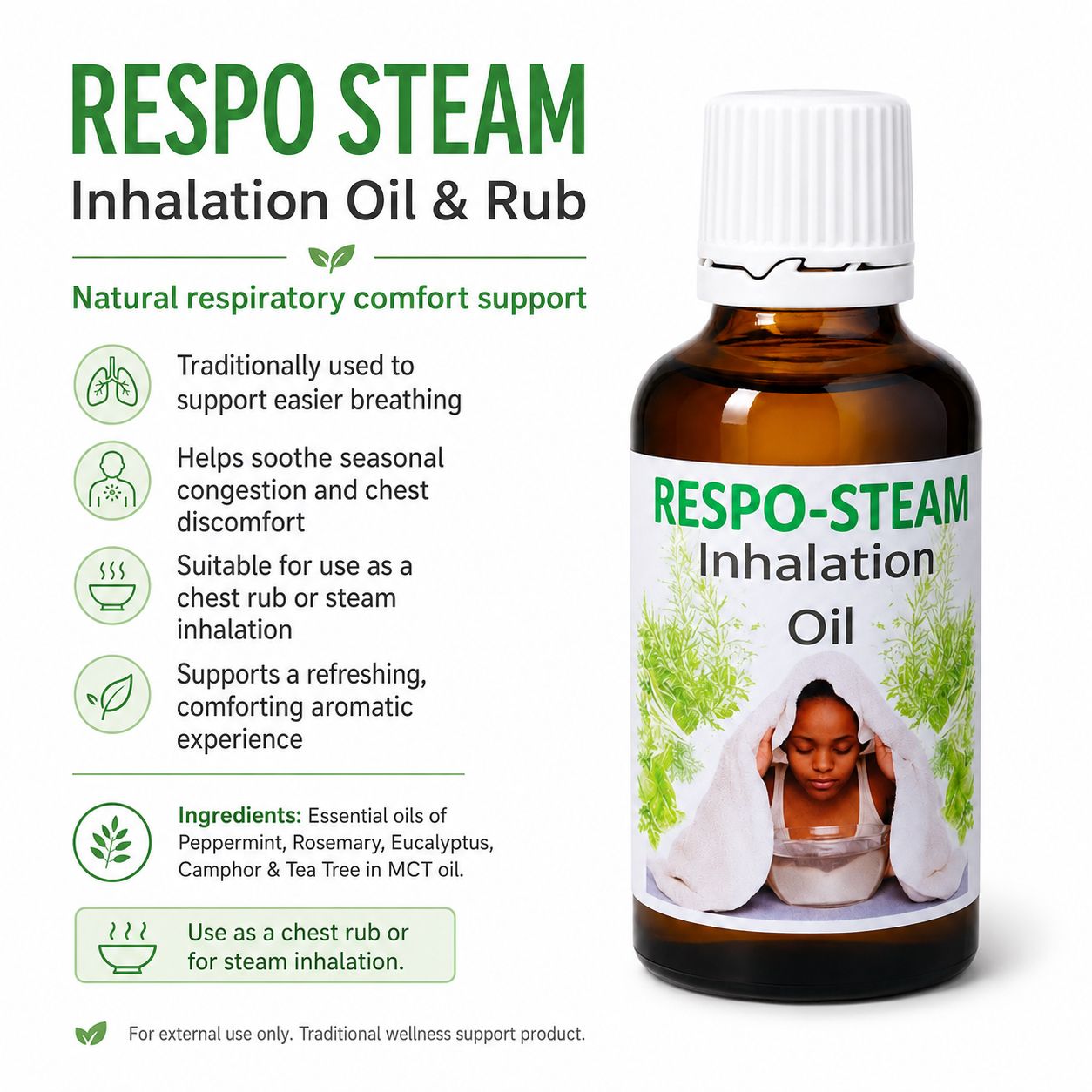 Respo Steam Inhalation Oil & Rub 50ml