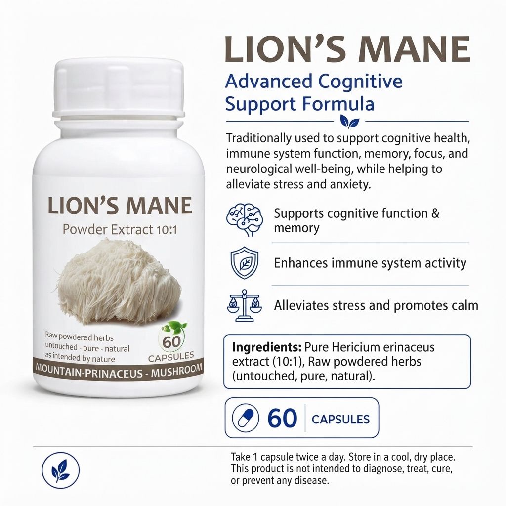 Lion's Mane Mushroom (10:1 Extract) 60 capsules — Medicine Like Food