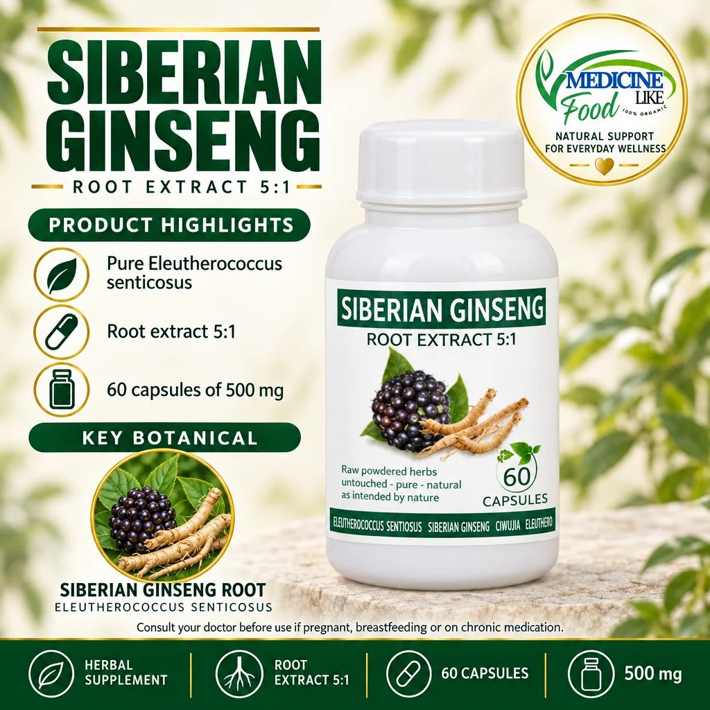 Ginseng Siberian Capsules (Root Extract 5:1) — Medicine Like Food